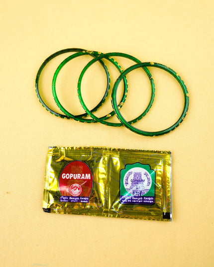 Combo: Brocade String Bag with Tirpathi Balaji Idol & Bangles Manjal Kumkum Set - WGC0140