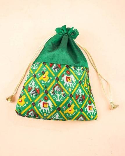 Combo: Patola Design Bag with Set of 2 Diya & Lotus Haldi Kumkum - WGC0137