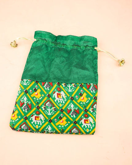 Combo: Patola Design Bag with Set of 2 Diya & Lotus Haldi Kumkum - WGC0137