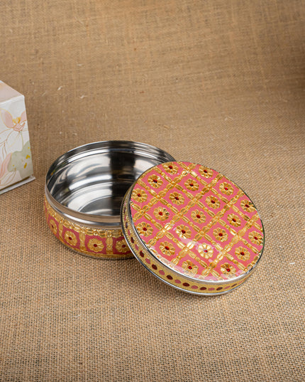 Gift Hamper - Meenakari Glass with Poori Box and Haldi Kumkum Set - WMH0006