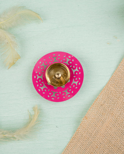 Hand Painted Brass Round Shaped Diya - WBG1826-1