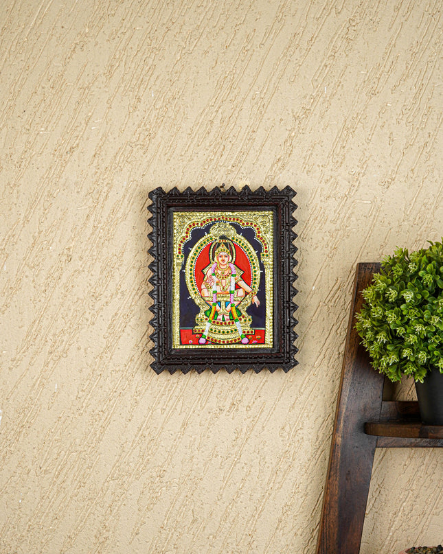 Tanjore Painting (Chettinad Frame) - Ayyappan - Flat (Gold Foil) - 8x6 inch - WL5656