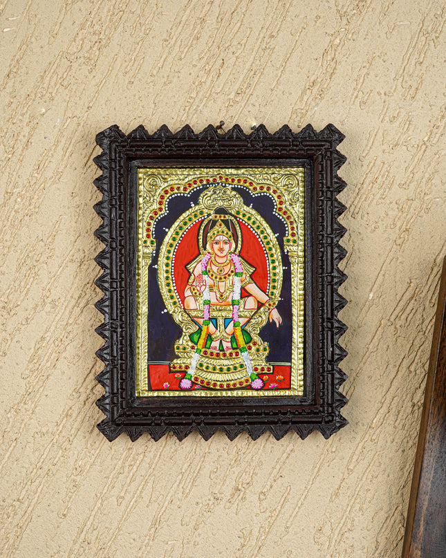 Tanjore Painting (Chettinad Frame) - Ayyappan - Flat (Gold Foil) - 8x6 inch - WL5656