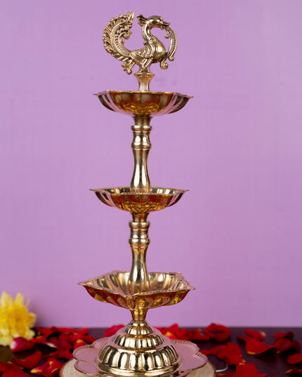 Brass Annapakshi Diya - 3 Step - 8 inch - WL5403