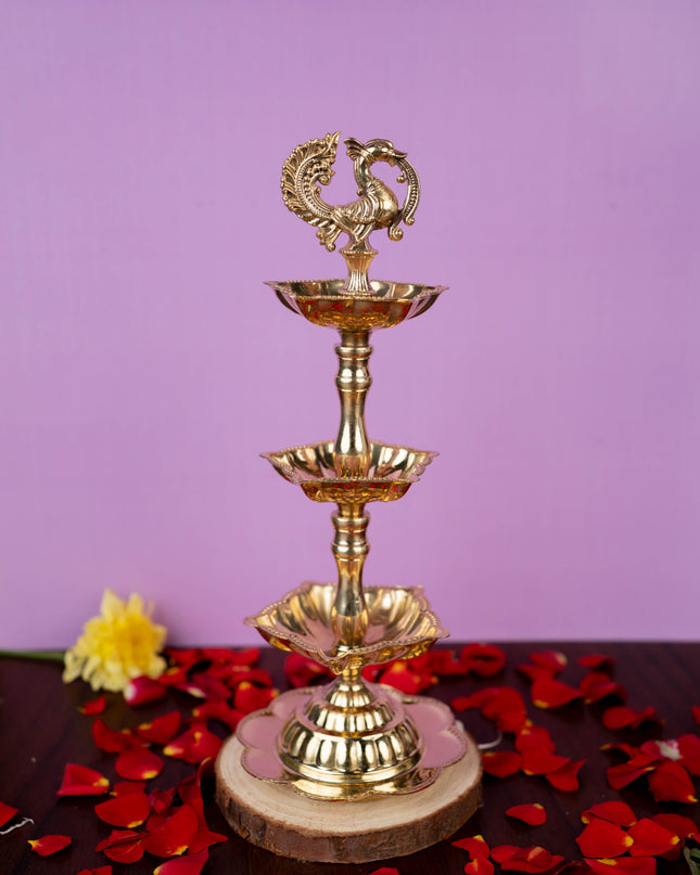 Brass Annapakshi Diya - 3 Step - 8 inch - WL5403