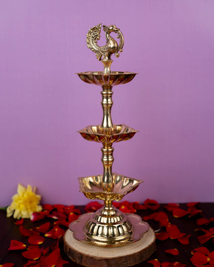Brass Annapakshi Diya - 3 Step - 8 inch - WL5403