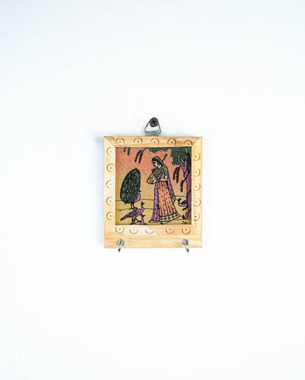 Wooden Gem Stone Painting Key Hanger 3x3 - W0236