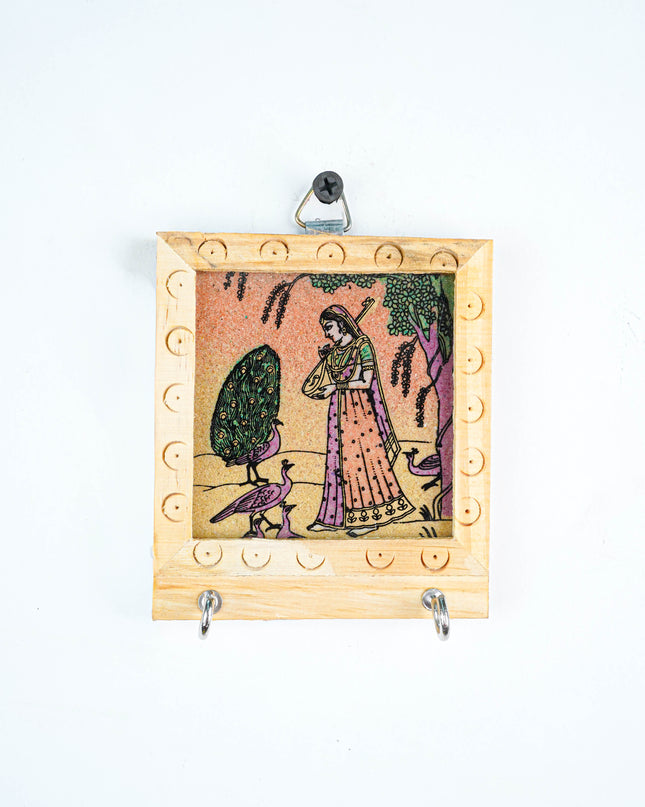 Wooden Gem Stone Painting Key Hanger 3x3 - W0236