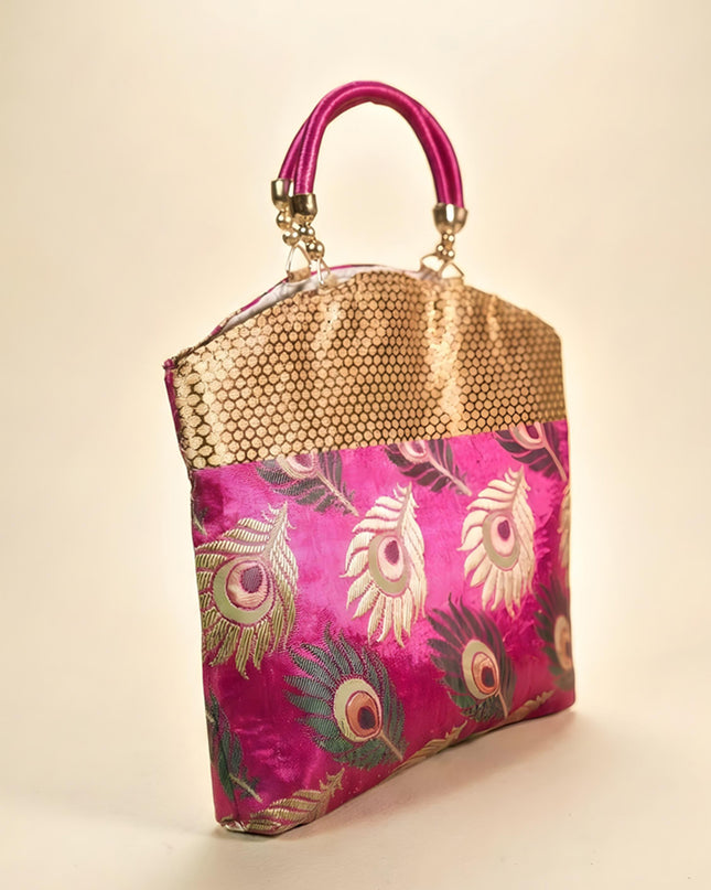 Hand Bag Peacock Feather Design - W0931