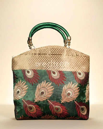 Hand Bag Peacock Feather Design - W0931