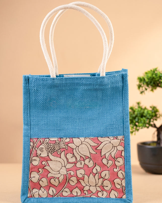 Kalamkari Jute Bag with Rope Handles - W2149