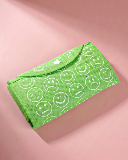 Foldable nonwoven shopping bag with smiley prints - W2234
