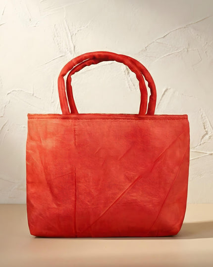 Hand Bag Raw Silk with Golden Leaf Design - W2746