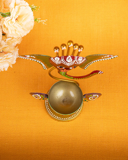 Metal Handpainted Ganesha T Light Holder - W3351-2