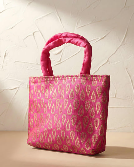 Hand Bag With Brocade Print - W3521