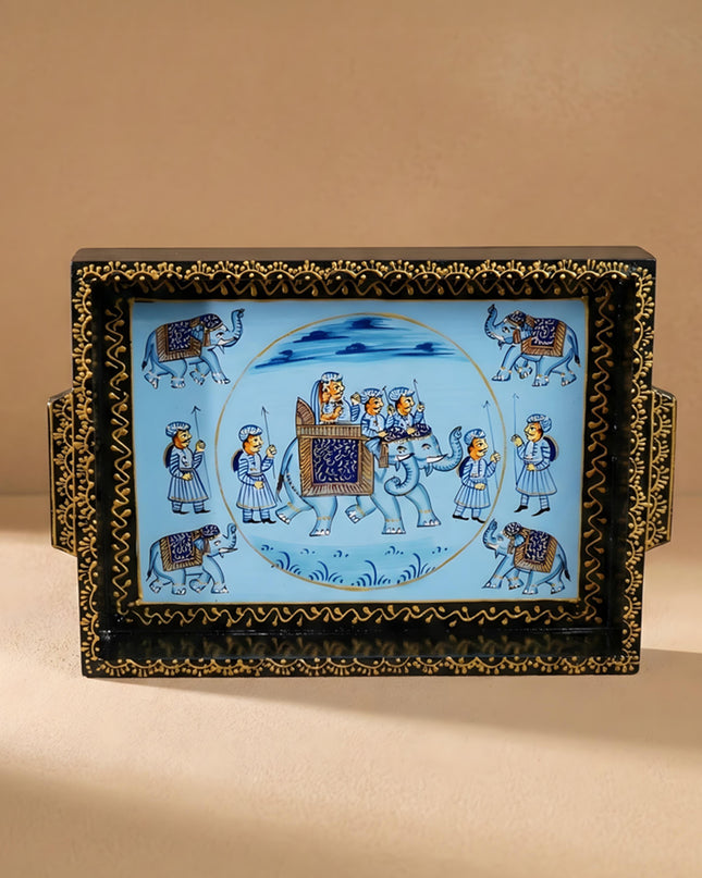 Wooden Hand painted Tray 12 X 9 inch - W3628