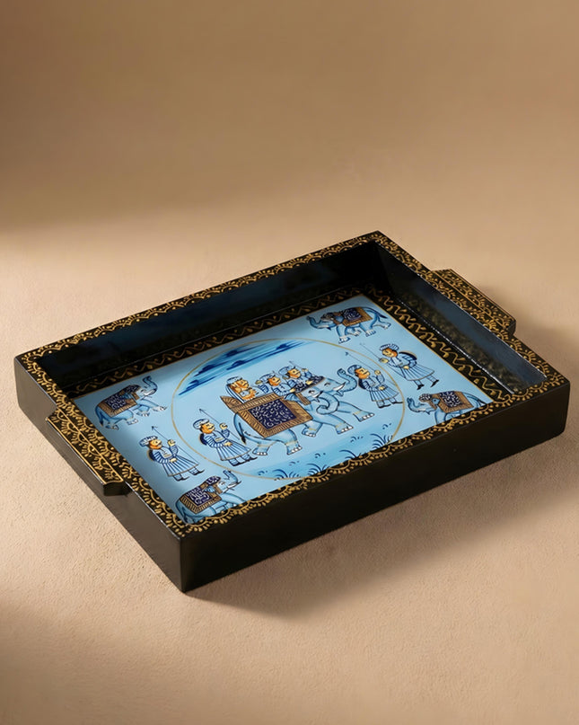 Wooden Hand painted Tray 12 X 9 inch - W3628