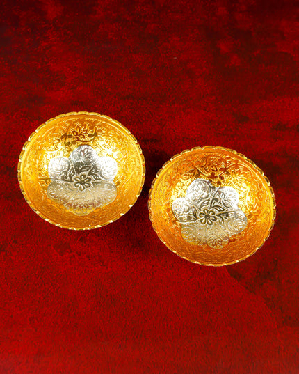 Silver & Gold Plated Bowl Set of 2 with Plate - w3712