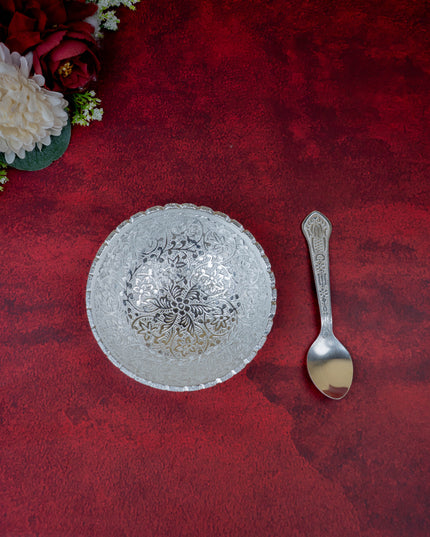 Silver-plated Bowl & Spoon - W3719