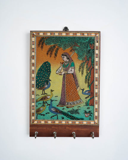 Dark Wood Hand Painted Key Hanger 7 X 5 inch - W3927