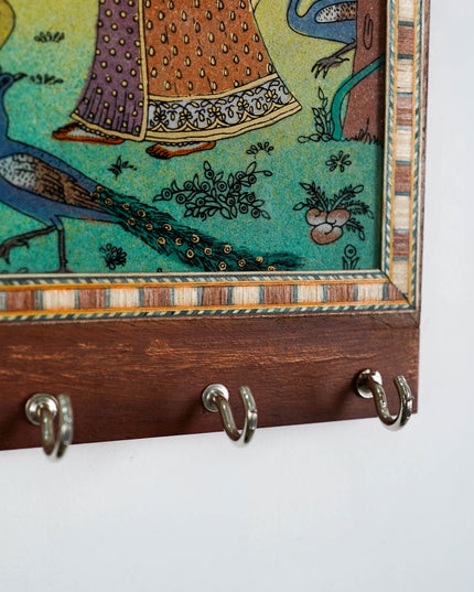 Dark Wood Hand Painted Key Hanger 7 X 5 inch - W3927