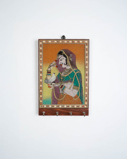 Dark Wood Hand Painted Key Hanger 7 X 5 inch - W3927