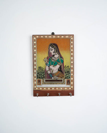 Dark Wood Hand Painted Key Hanger 7 X 5 inch - W3927