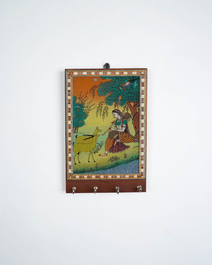 Dark Wood Hand Painted Key Hanger 7 X 5 inch - W3927