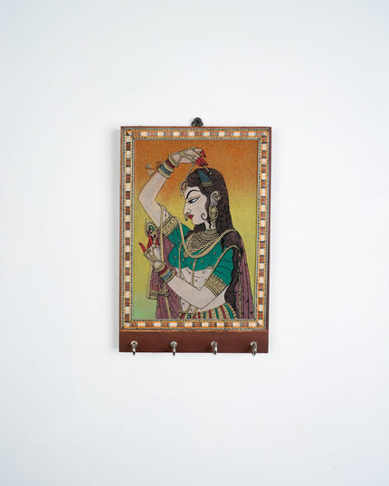 Dark Wood Hand Painted Key Hanger 7 X 5 inch - W3927