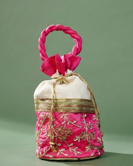 Potli bag with flower embroidery lace - W4432