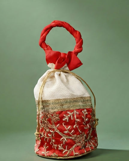 Potli bag with flower embroidery lace - W4432
