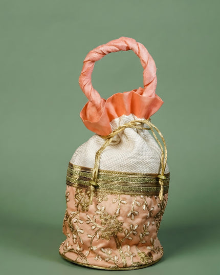 Potli bag with flower embroidery lace - W4432