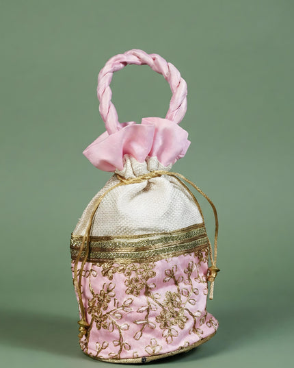 Potli bag with flower embroidery lace - W4432