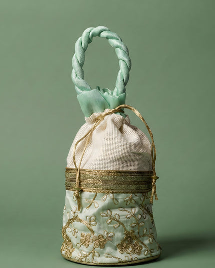 Potli bag with flower embroidery lace - W4432