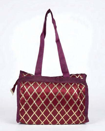 Handbag with Golden Lace Work - W4496