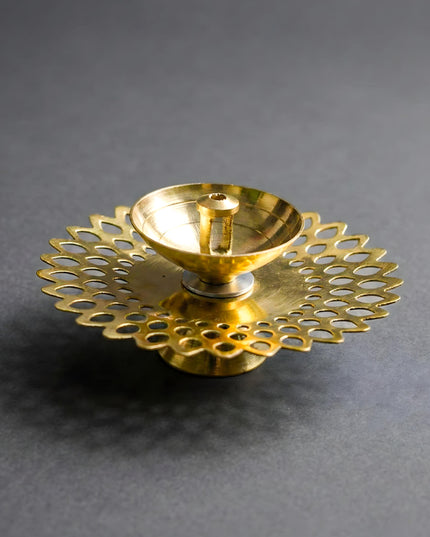 Brass Jhaali Sunflower Shaped Diya - WBG0038