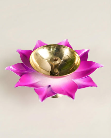 Handpainted Brass Flower Shaped Diya - WBG0040