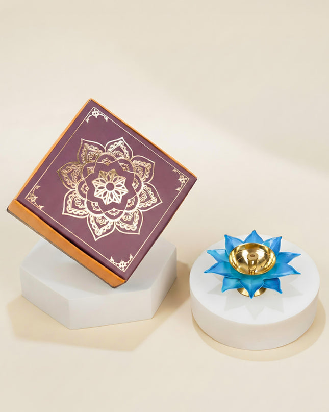 Handpainted Brass Flower Shaped Diya - WBG0040