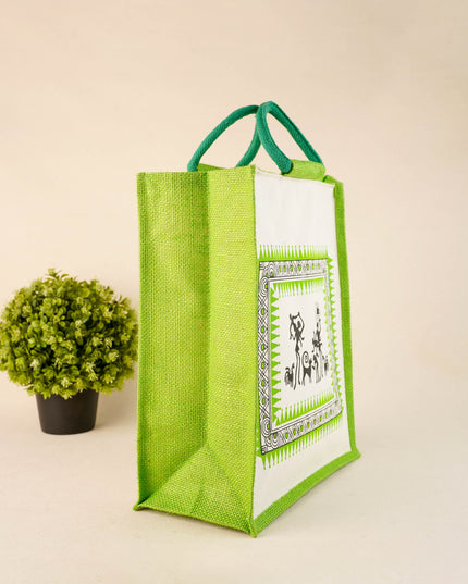 Canvas and Jute Bag with Warli Prints - WBG0089