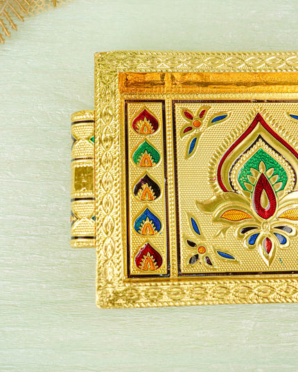 Meenakari Tray with Deepam Design - 6 inch - WBG0102