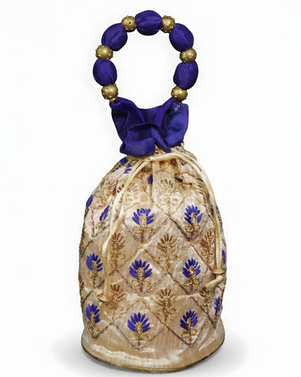 Floral designed Embroidery Potli Bag in Triangular Pattern - WBG0117