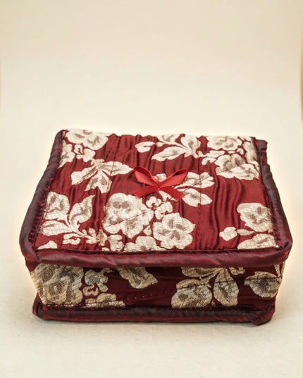 Jewel Pouch with Printed Golden Floral Design and Bow - WBG0202