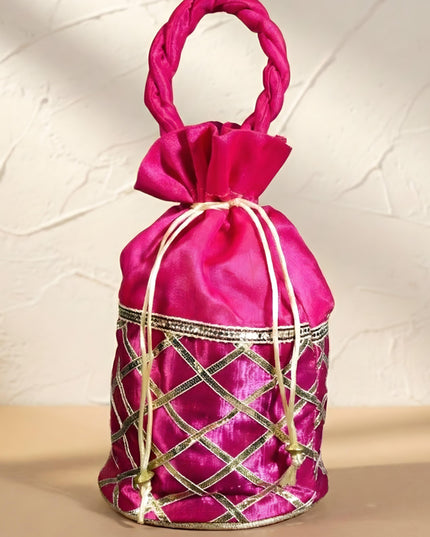 Potli Bag with Golden Lace work - WBG0313