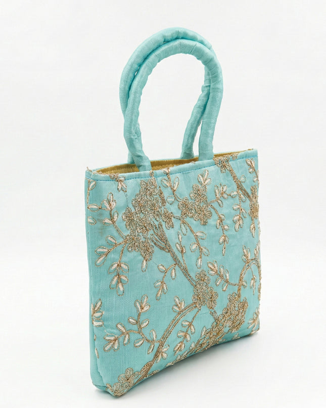 Handbag with Golden Floral Embroidery - WBG0315