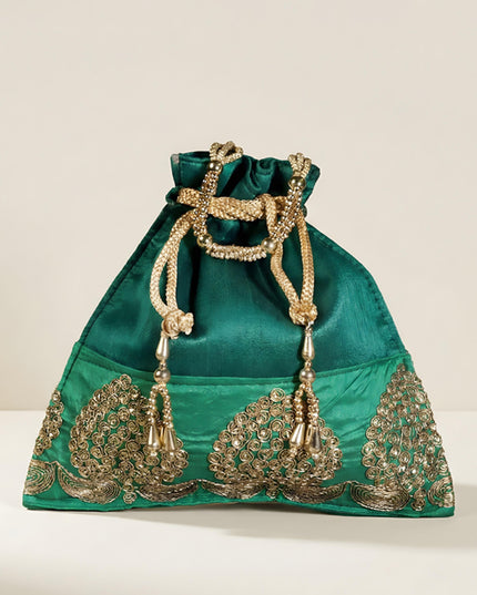 Golden Embroided Potli Bag - WBG0321