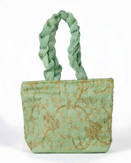 Handbag with  Golden Floral Embroidery - WBG0325