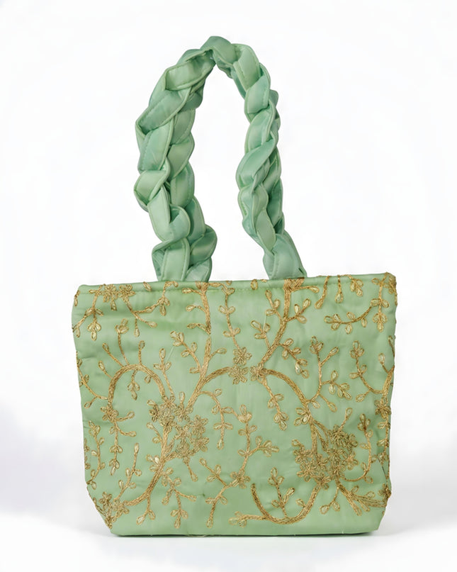 Handbag with  Golden Floral Embroidery - WBG0325