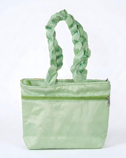 Handbag with  Golden Floral Embroidery - WBG0325