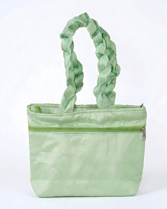 Handbag with  Golden Floral Embroidery - WBG0325