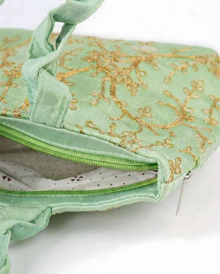 Handbag with  Golden Floral Embroidery - WBG0325
